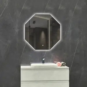 DL-77 LED Lit Octagon Bathroom Mirror with Touch Button
